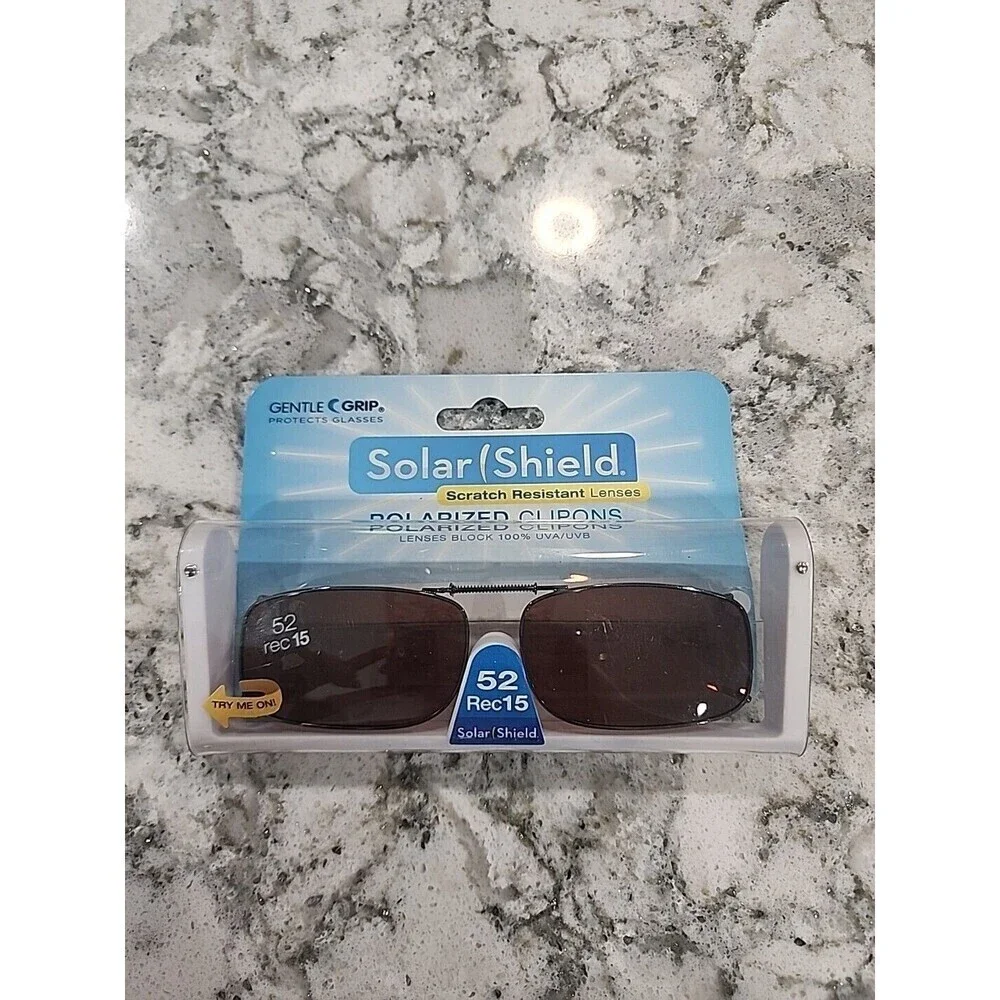 New Solar Shield Polarized Clipons 52 Rec 15 100% UVA/UVB Protection Scratch Res